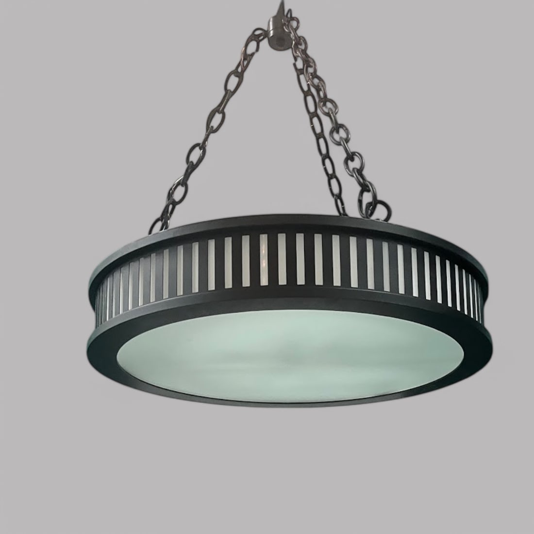The Urban Electric Co. CHP Black Toned Hanging Chandelier: Overall height (OAH) of this fixture is field adjustable. Fixture chain can accommodate an OAH between 13-43 inches. H: 4 x w: 24 inches