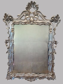 La Barge Baroque Style Silver Gilt Wood Carved Mirror