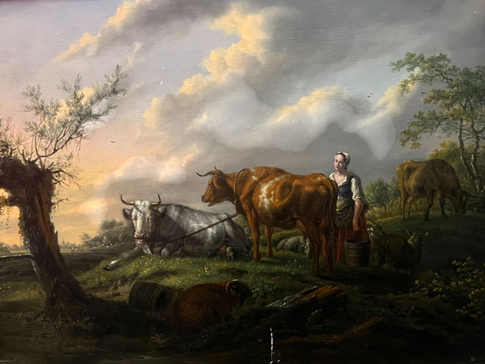 Attributed To Adrian Van De Velde (Dutch 1636-1672,) Landscape With Cows And A Maiden, 17th Century