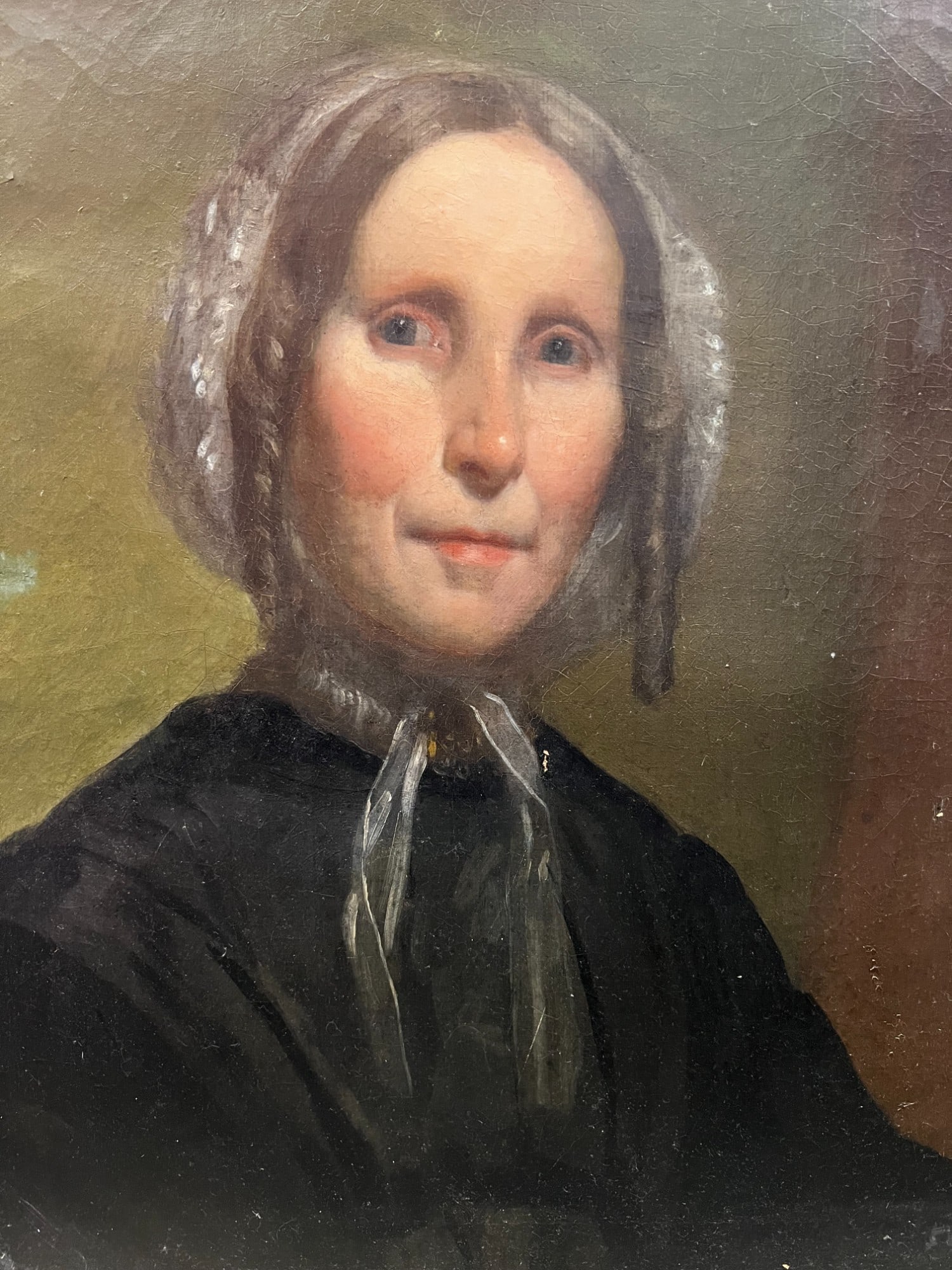 American School, Portrait Of A Woman, Late 18th / Early 19th Century: Oil On Canvas H: 26 3/8 x w: 22 1/2 inches (framed) H: 22 x w: 18 1/8 inches (stretcher)