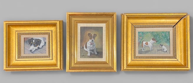 P Levey, Three Jack Russell Animal Portraits, 20th Century (3)
