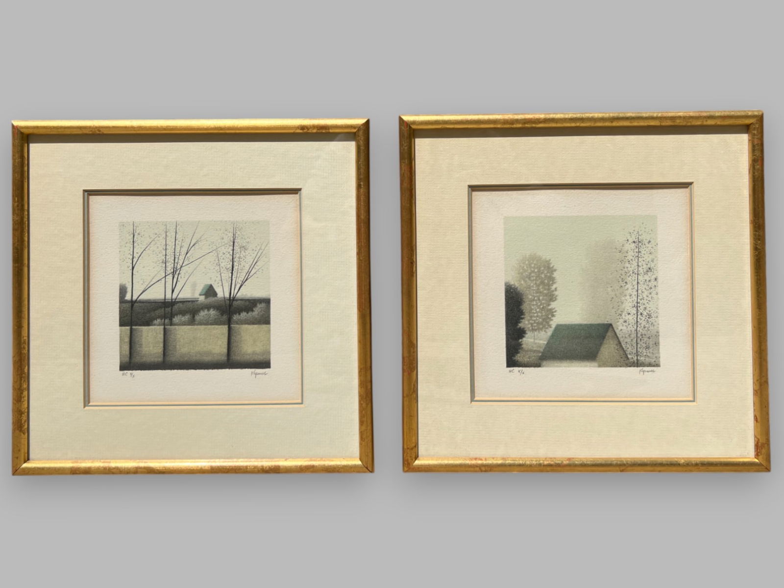 Robert Kipniss (American, B. 1931),  Two Rooftop And Tree Lithographs, C. 1980s (1 of 5)