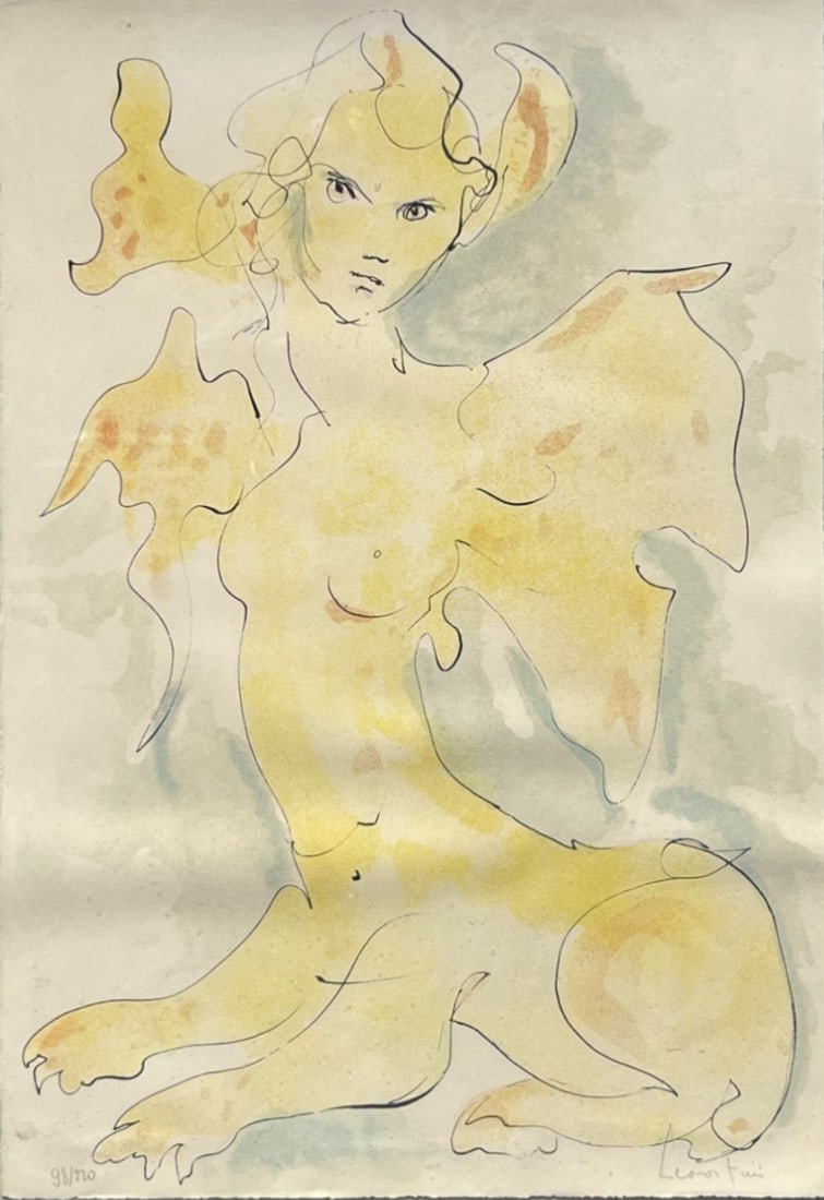 Leonor Fini (Argentinian, 1907-1996) Sphinx, C. 1980: color lithograph on paper numbered at lower left 98/220 signed at lower right: Leonor Fini H: 28 1/4 x w: 21 1/2 inches (framed) H: 22 x w: 15 inches (sheet)