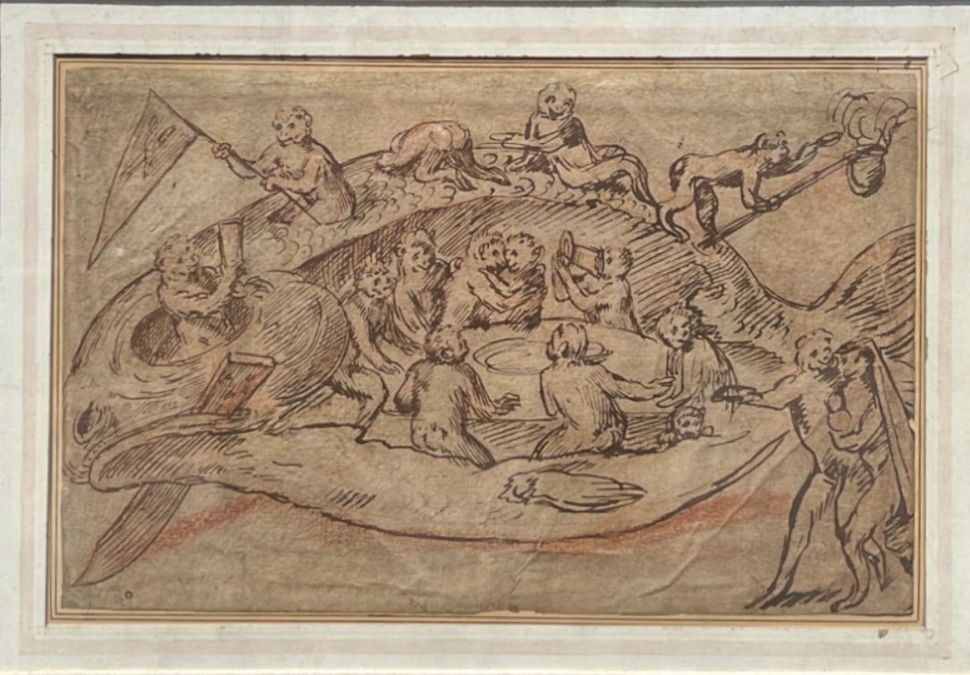 Flemish School, Monkey Wedding,  17th/18th Century (1 of 3)