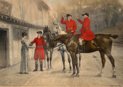 George Goodwin Kilburn (English 1839-1924), Huntsmen At The Stables, 1896