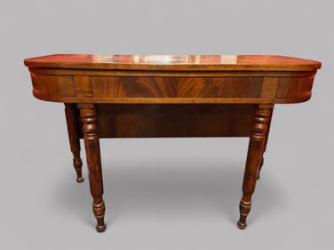 American Sheraton Mahogany Demilune Drop Leaf Table, Circa 1810