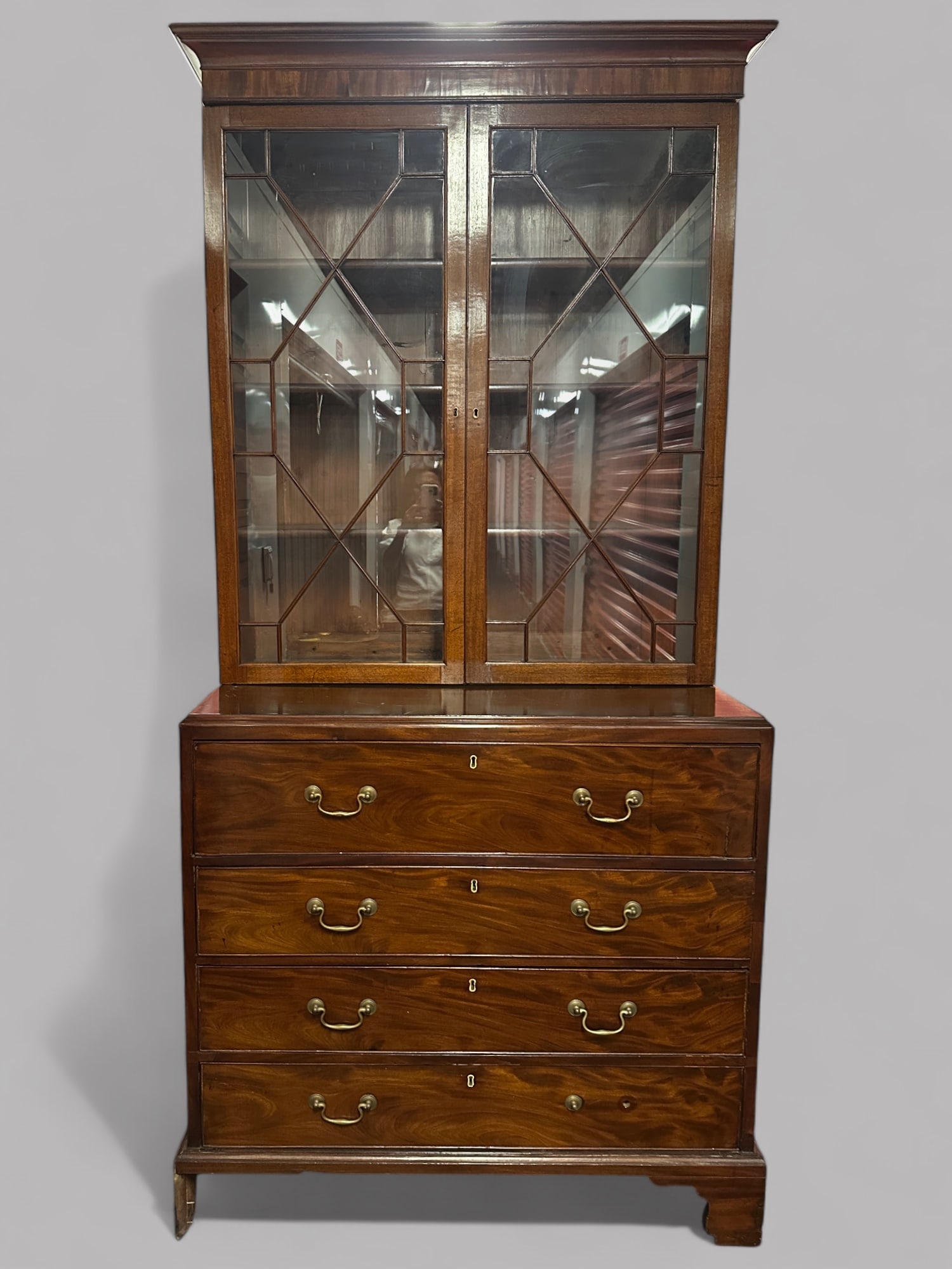 George III Style Secretary Bookcase: H: 90 x w: 42 x d: 22 1/2 inches