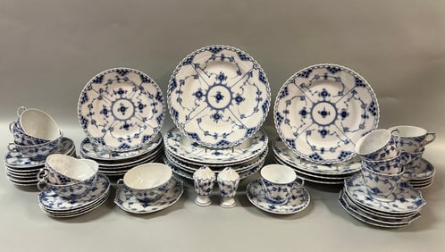 Royal Copenhagen Blue Fluted Full Lace 52 Piece Partial Dinner Service