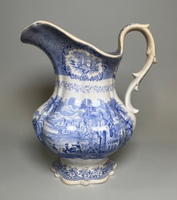 Ridgway Staffordshire Blue And White Oriental Pattern Pitcher, C 1830s