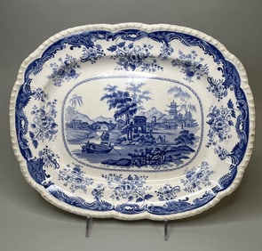 Minton Chinese Marine Opaque China Large Platter, C 1820-1830s