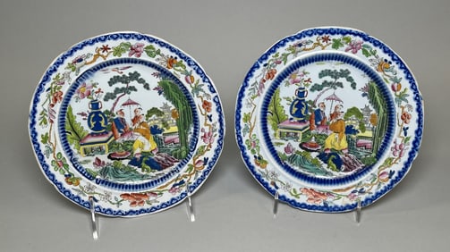 Pair Of Mason's Patent Ironstone China Mogul Pattern Plates, C. 1815
