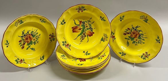 K&G Luneville Faience Elysee Old Strasbourg Yellow Bowls (8)