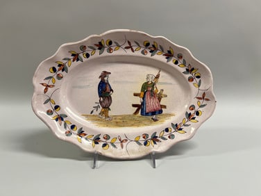 Handpainted Faience Oval Platter