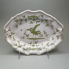 Decor Moustiers France Hand-painted Faience Oval Dish