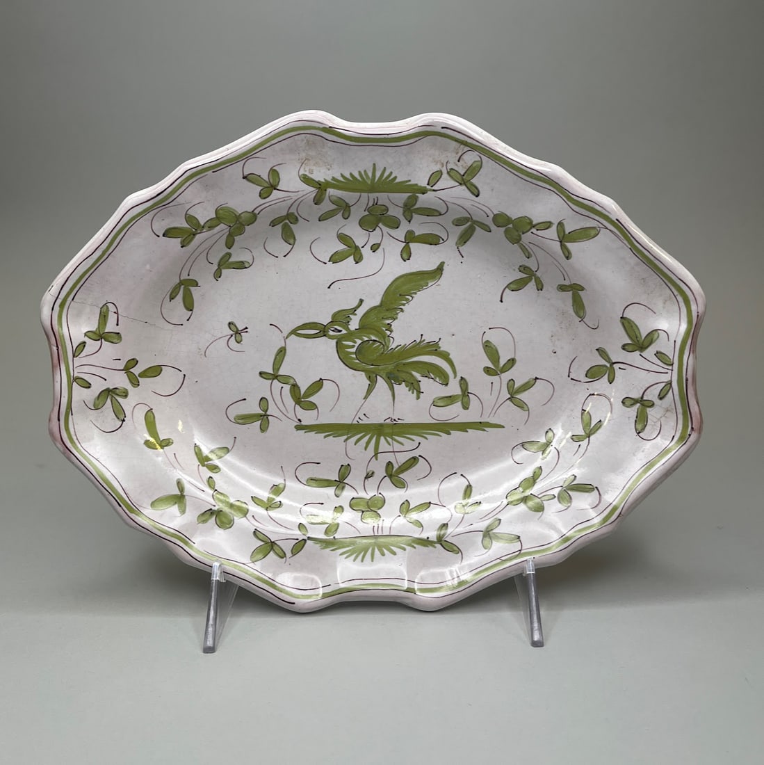 Decor Moustiers France Hand-painted Faience Oval Dish (1 of 4)