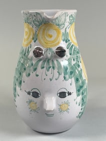 Bjorn Wiinblad (1918-2006) Pottery Face Pitcher, Denmark, 1986