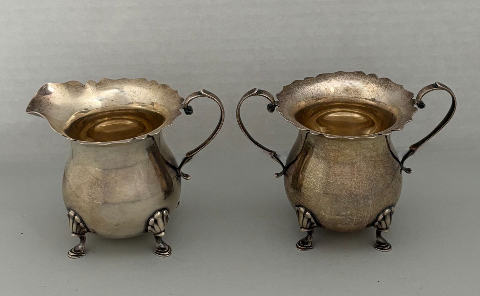 Sterling Silver Footed Creamer And Open Sugar Bowl (1 of 4)