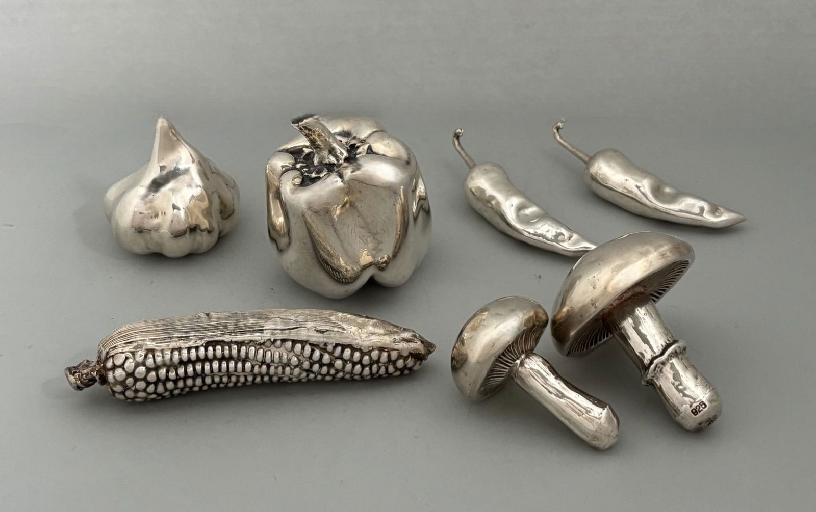 Collection Of Six Weighted Sterling Silver Decorative Vegetables (1 of 4)