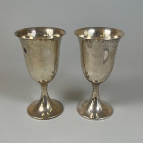 Pair Of Preisner Sterling Silver Water Goblets