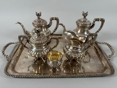 Fine European, Probably Spanish, Sterling Silver Tea Set