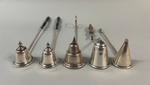 Collection Of Sterling Silver Candle Snuffs Including Tiffany & Co And Gorham (5)