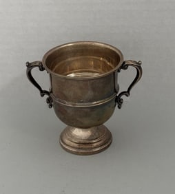 JT & Company Birmingham Sterling Silver Double Handled Small Cup/Vase, C. 1930s