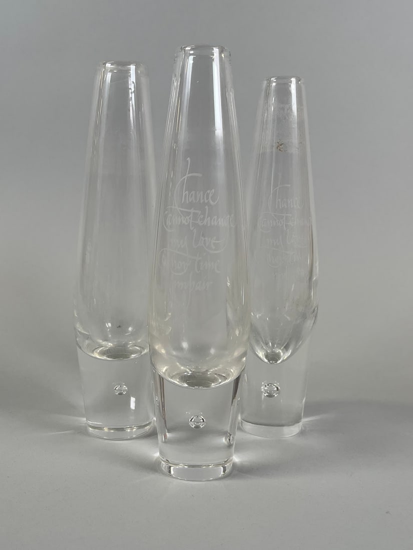Collection Of Steuben Teardrop Controlled Bubble Crystal Bud Vases, C 1950s (1 of 5)
