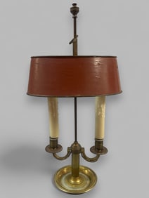 Brass Two Light Candelabra Bouillotte Lamp
