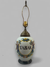 Vintage Ceramic Tabak Or Tobacco Jar Mounted As Table Lamp, 20th Century