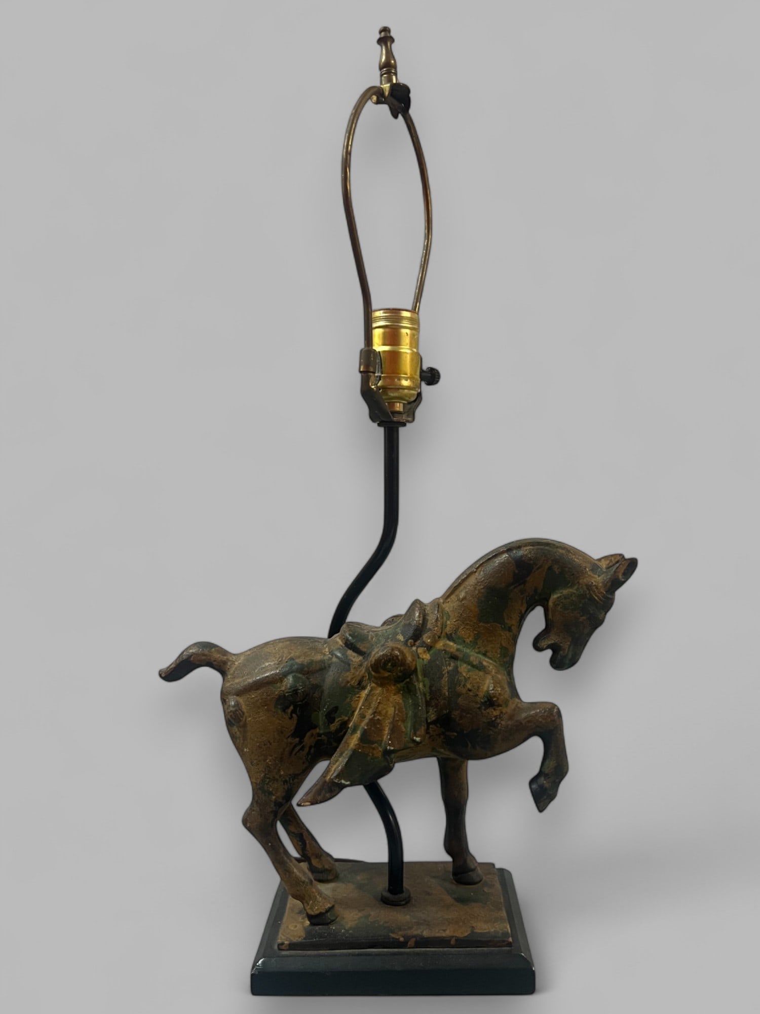 Cast Metal Or Iron Tang Dynasty Style Parading Horse Table Lamp (1 of 5)
