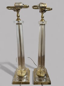 Pair Of Glass Columnar Lamps