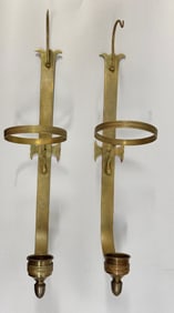 Pair Of Wall Mounted Hurricane Sconces With Hanging Lid
