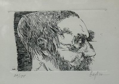 Leonard Baskin (American, 1922 - 2000) Portrait Of A Man, Etching