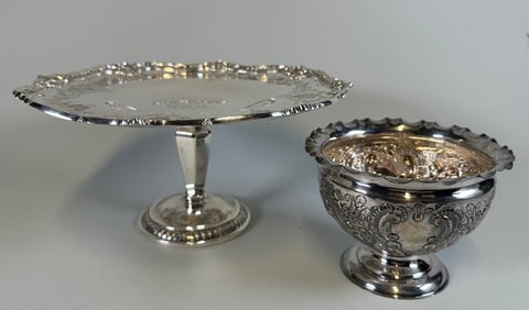 Black, Starr & Frost Sterling Silver Tazza Together With English Sterling Silver Footed Sugar Bowl