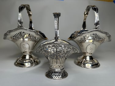 A Pair of Shreve And Co. Sterling Silver Basket with a German Pierced Basket