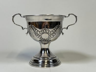 English Sterling Silver Two Handled Footed Cup