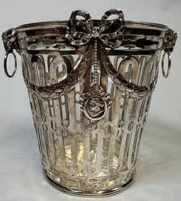 Dutch Sterling Silver And Glass Ice Bucket
