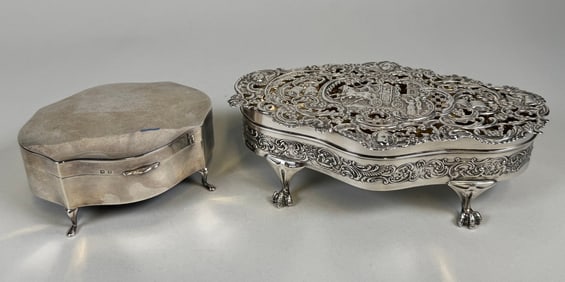 William Comyn's Sterling Footed Boxes: One Potpourri Box, One Jewelry Box