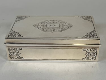 Tiffany & Co. Sterling Silver Cigarette Box, Monogramed, C. 1950
