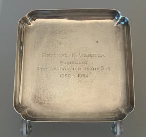 Bethuel M. Webster Engraved Sterling Silver Ash Tray