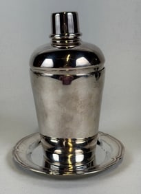 Plata Lappas Argentina Silverplate Cocktail Shaker And Dish