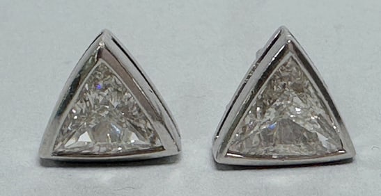 Cartier Triangular Bezel Set Diamond Earrings
