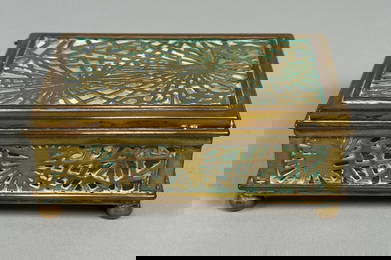 Tiffany Studios Pine Needle Bronze And Glass Box, Circa 1910