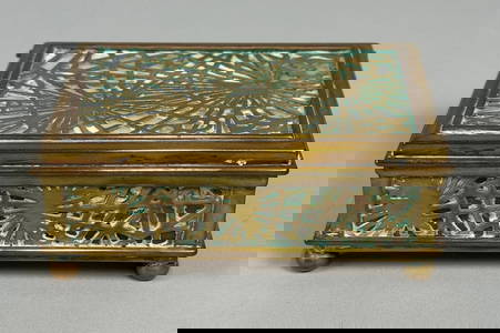 Tiffany Studios Pine Needle Bronze And Glass Box, Circa 1910