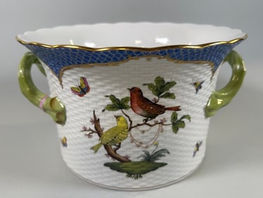 Large Herend Rothschild Bird Two Handled Cachepot