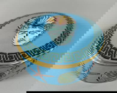 Richard Ginori Il Viaggio Di Nettuno Round Covered Trinket Box: Stamped on underside: Richard Ginori Dia: 5 1/4 inches