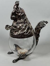 Squirrel Form Silvertone And Glass Box, Italy, 20th Century