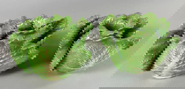 Dodie Thayer Lettuce Form Candlesticks: Signed underneath Dodie Thayer H: 3 1/4 x w: 5 inches