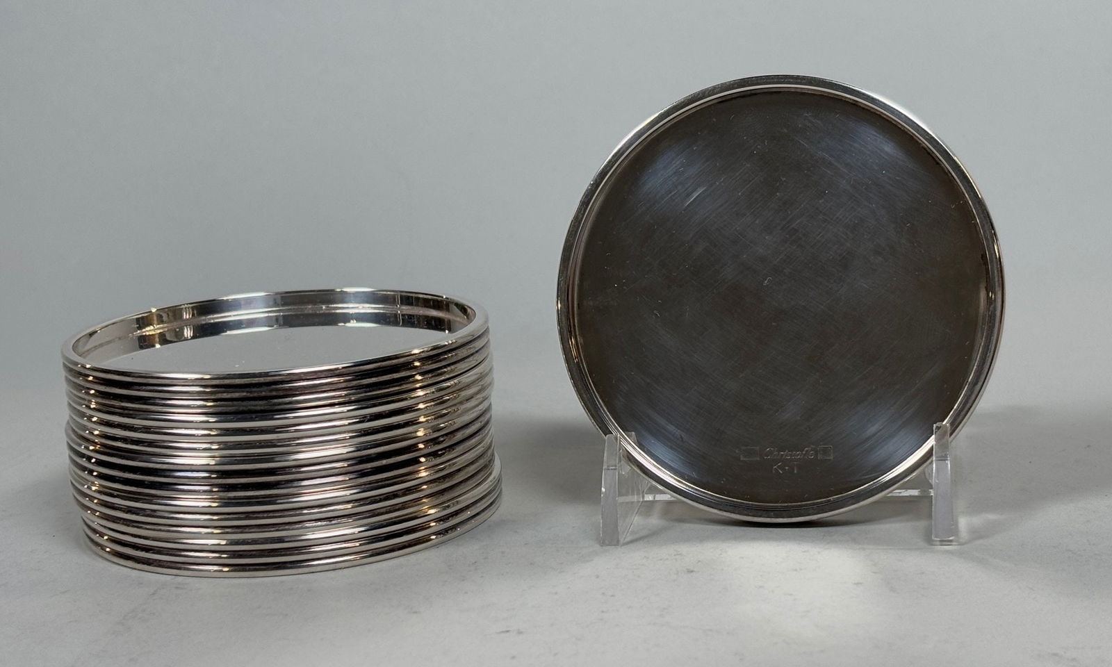 Christofle Coaster Set (6): Dia.: 3 1/2 inches