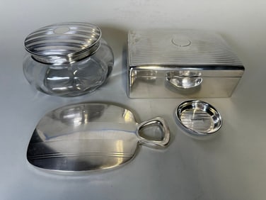 Sterling Silver And Glass Vanity Pieces (4)